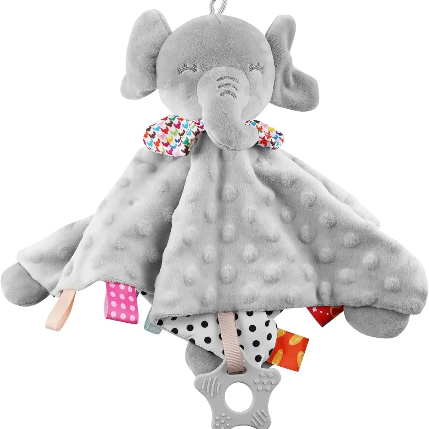Doudou Éléphant Hochet Apaiseur Bébé – Tissu Doux, Son Hochet, À Suspendre