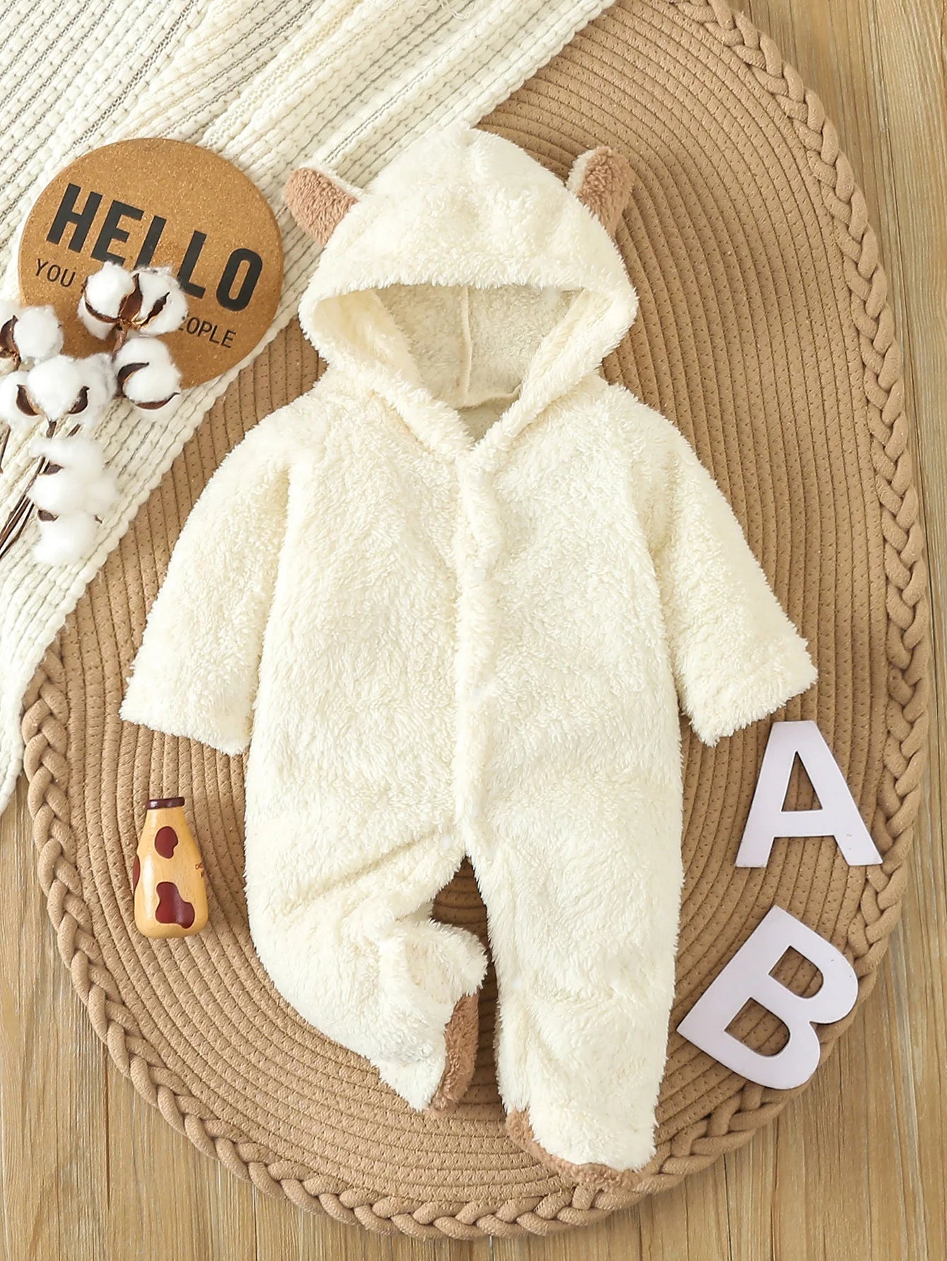 Combinaison Polaire Animaux À Capuche Bébé – 100% Polyester, 5 Tailles 0-12 Mois