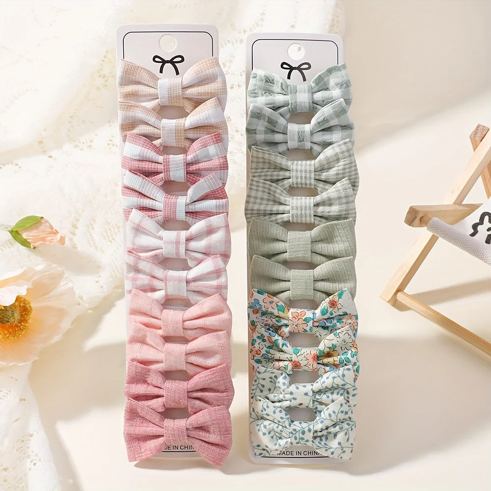Lot de 20 Mini Barrettes Noeuds Marguerite Fait Main – Tissu Imprimé, Pince Métal