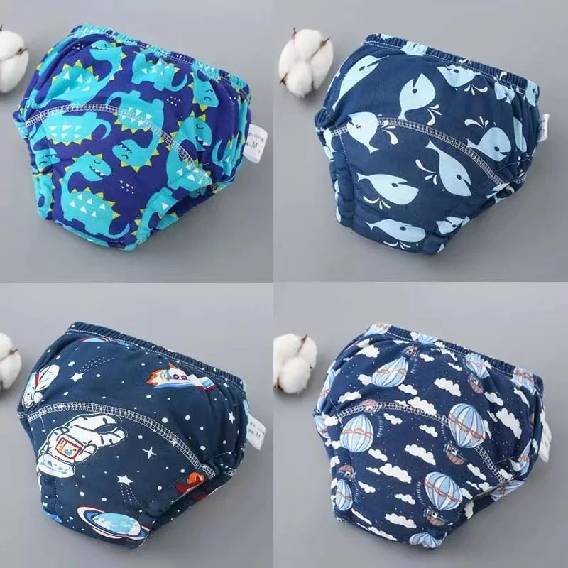 Lot de 4 Culottes Apprentissage Propreté Réutilisables – 100% Coton, 4 Couches, 1-3 Ans