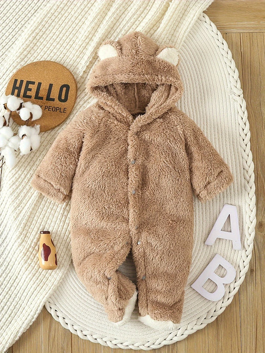 Combinaison Polaire Animaux À Capuche Bébé – 100% Polyester, 5 Tailles 0-12 Mois