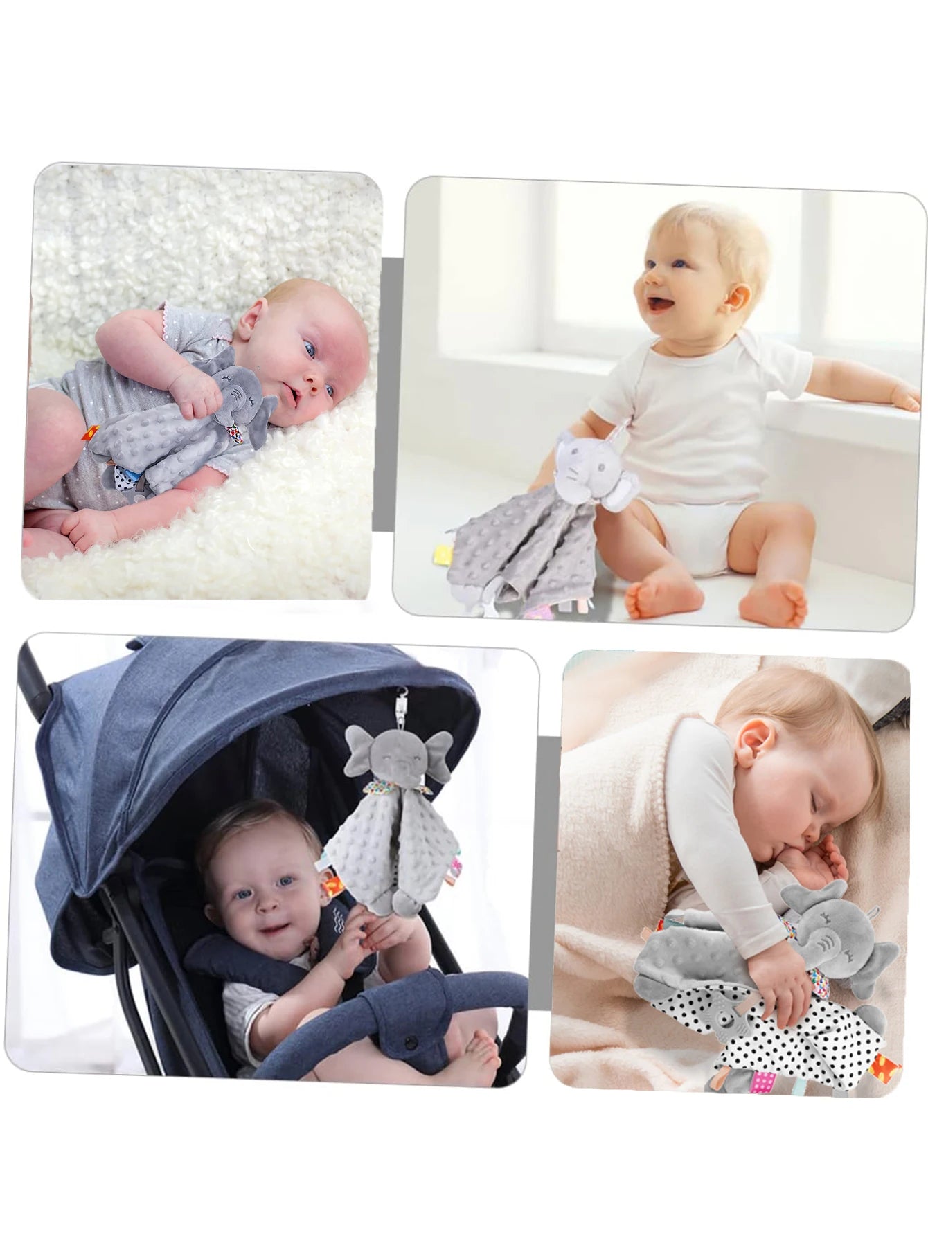 Doudou Éléphant Hochet Apaiseur Bébé – Tissu Doux, Son Hochet, À Suspendre
