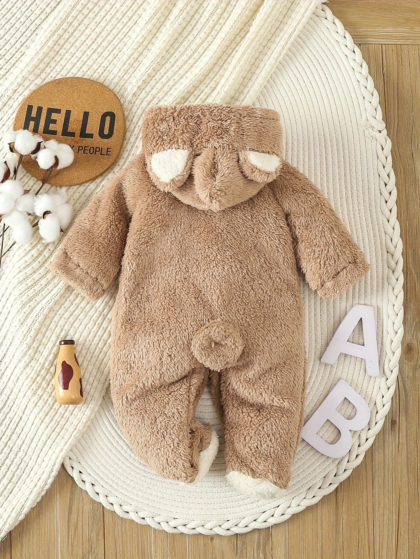 Combinaison Polaire Animaux À Capuche Bébé – 100% Polyester, 5 Tailles 0-12 Mois