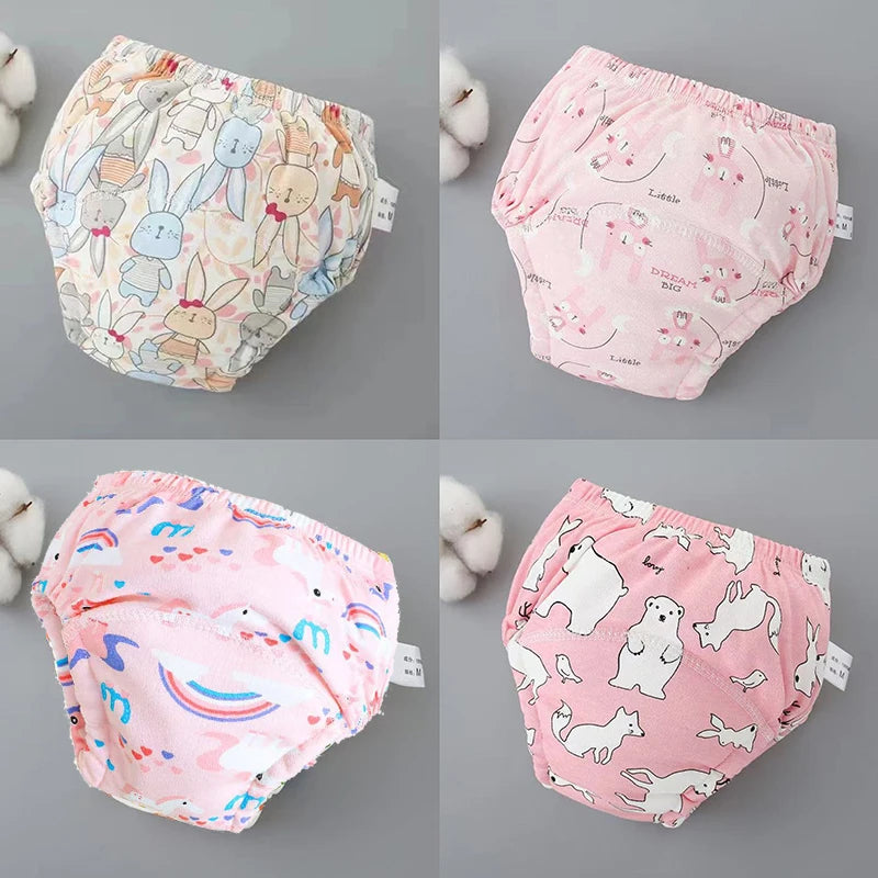 Lot de 4 Culottes Apprentissage Propreté Réutilisables – 100% Coton, 4 Couches, 1-3 Ans