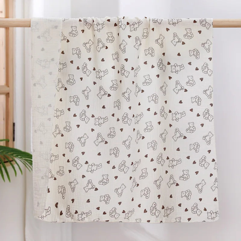 Lange Emmaillotage Coton Mousseline Bébé – 80x80cm, Motifs Cartoon, 0-2,5 Ans