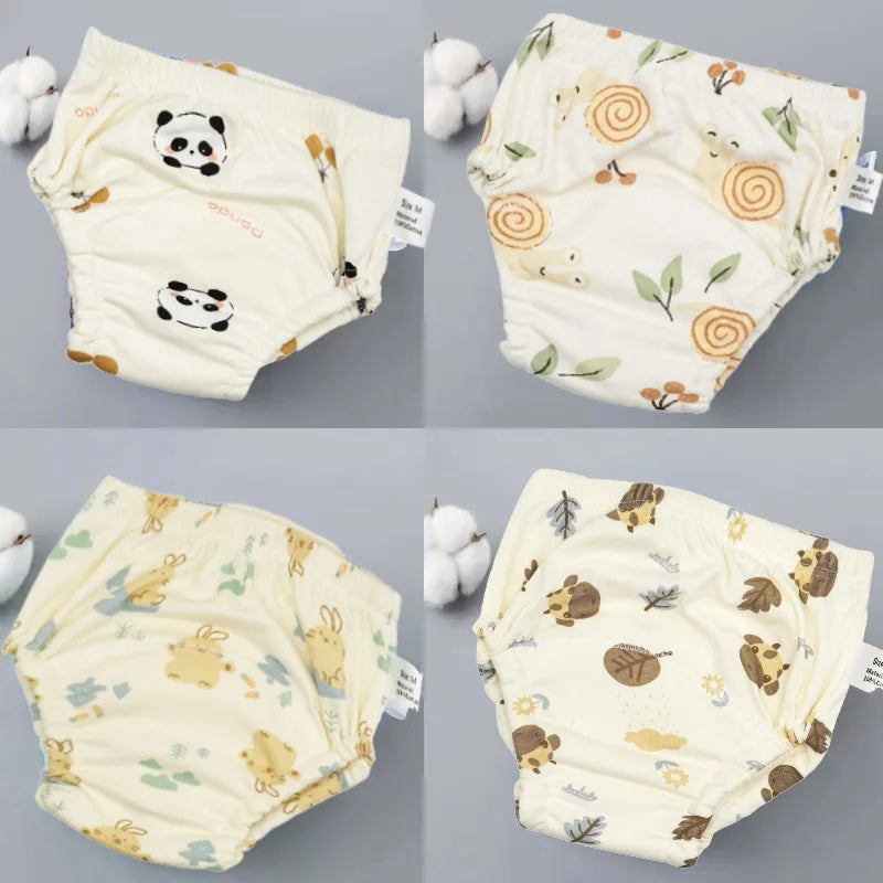 Lot de 4 Culottes Apprentissage Propreté Réutilisables – 100% Coton, 4 Couches, 1-3 Ans