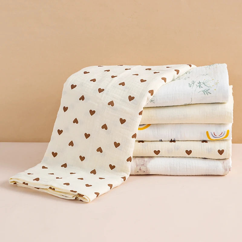 Lange Emmaillotage Coton Mousseline Bébé – 100x100cm, Motifs Cartoon, Unisexe