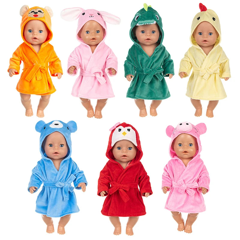 Doll Clothes Bathrobe Set Pajamas For 18Inch/45Cm American Doll Girls New Reborn Baby Doll Accessories Sleep Wear Birthday Gifts
