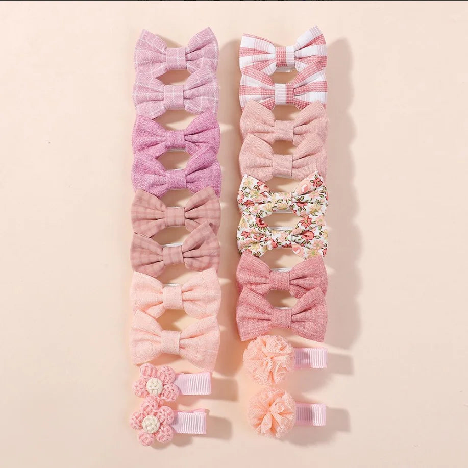 Lot de 20 Mini Barrettes Noeuds Marguerite Fait Main – Tissu Imprimé, Pince Métal
