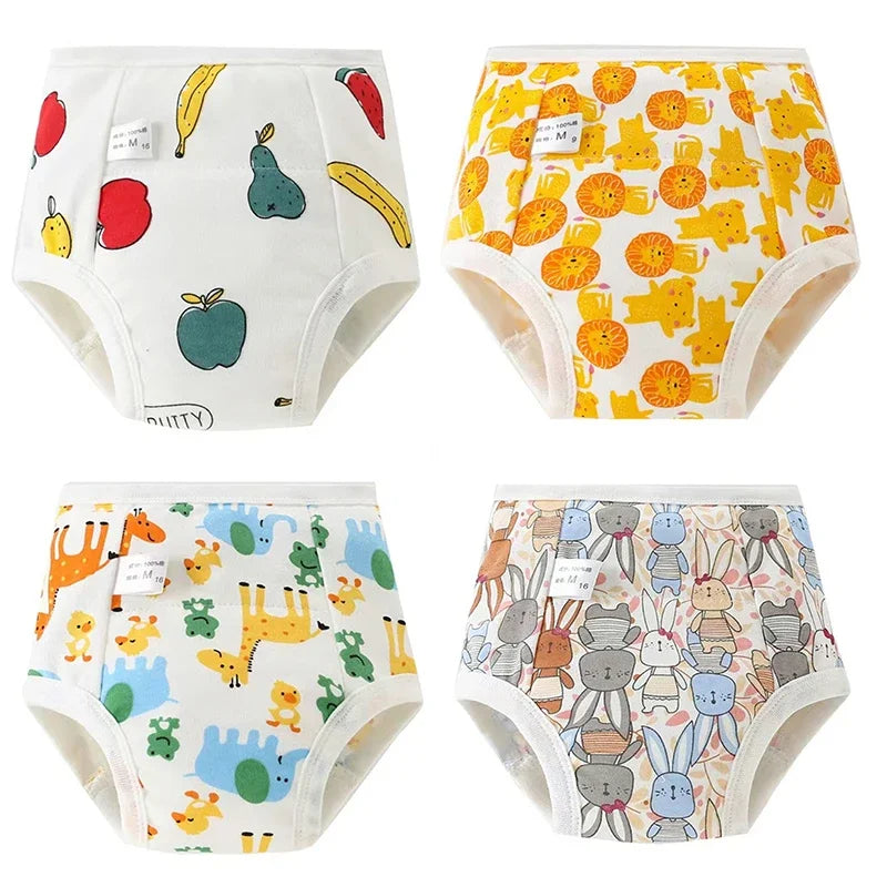 Lot de 4 Culottes Apprentissage Propreté Réutilisables – 100% Coton, 4 Couches, 1-3 Ans