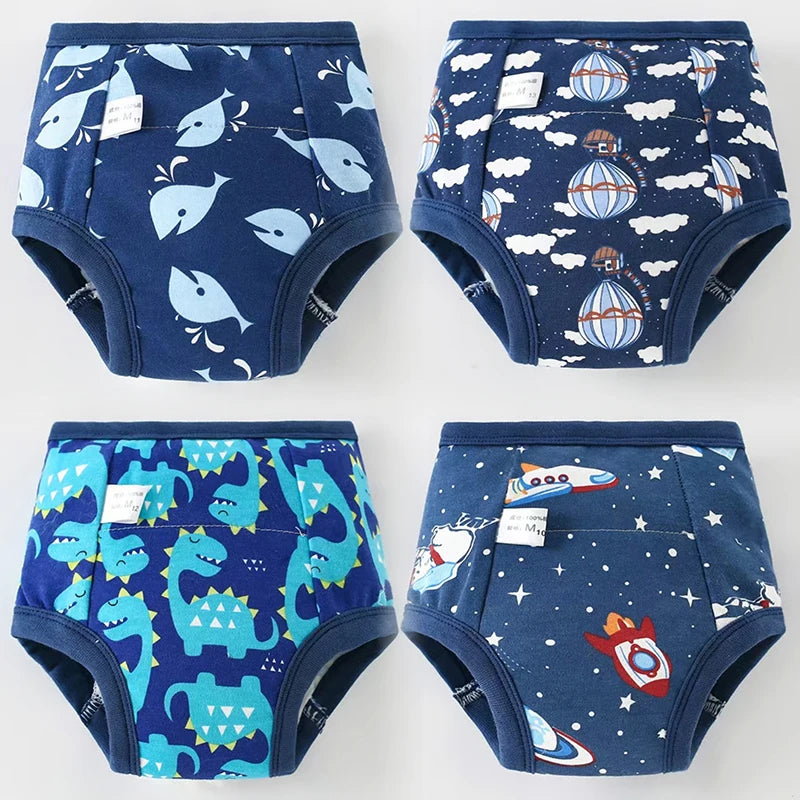 Lot de 4 Culottes Apprentissage Propreté Réutilisables – 100% Coton, 4 Couches, 1-3 Ans