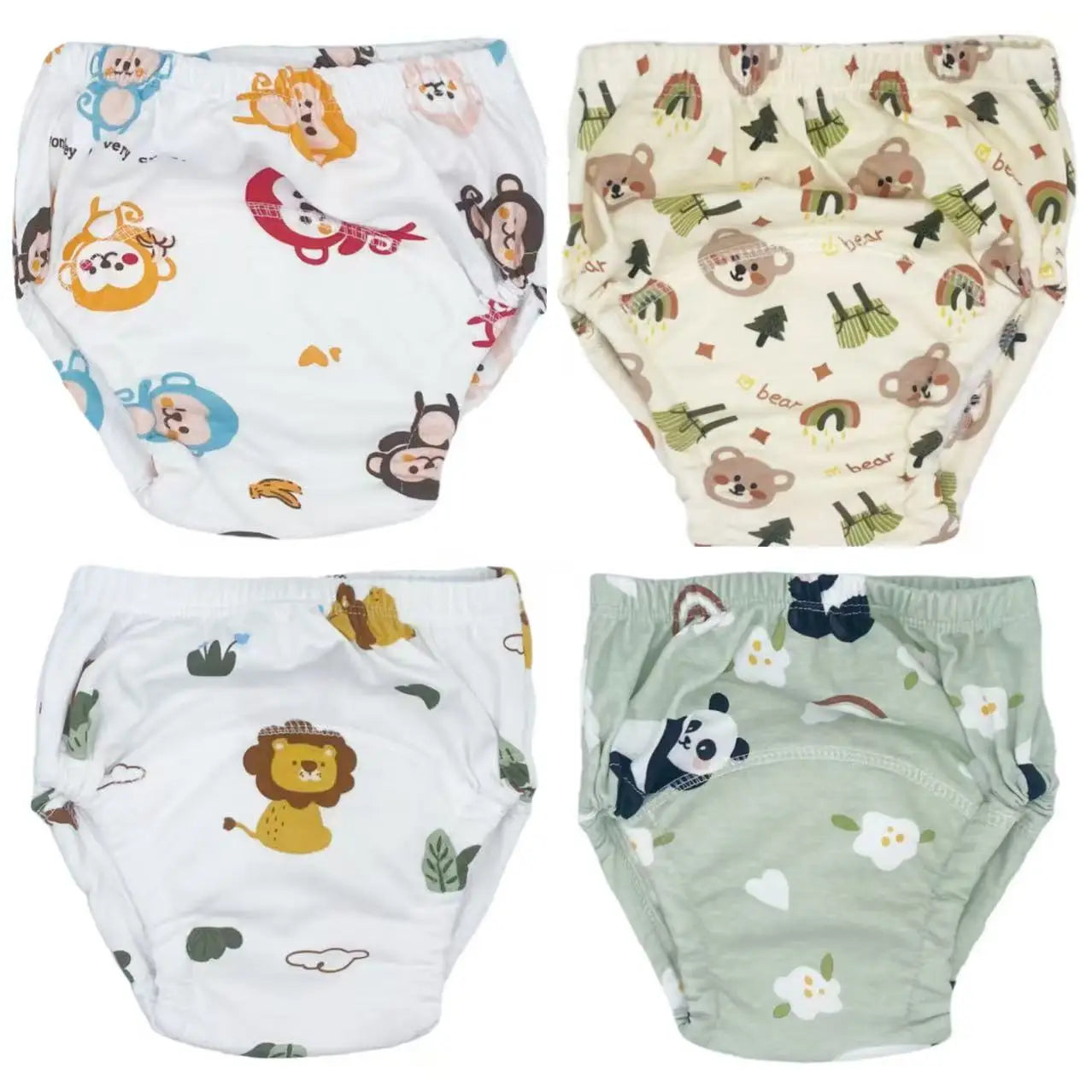 Lot de 4 Culottes Apprentissage Propreté Réutilisables – 100% Coton, 4 Couches, 1-3 Ans