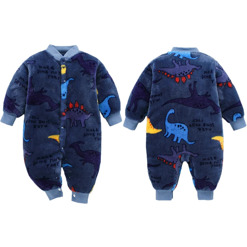 Combinaison Flanelle Douce Bébé – Polyester, Boutons Pression, 3 Tailles 0-9 Mois