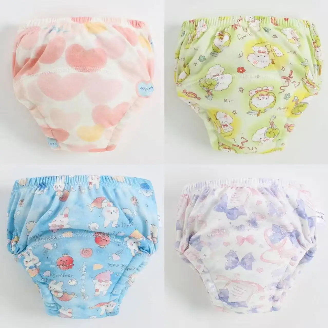 Lot de 4 Culottes Apprentissage Propreté Réutilisables – 100% Coton, 4 Couches, 1-3 Ans