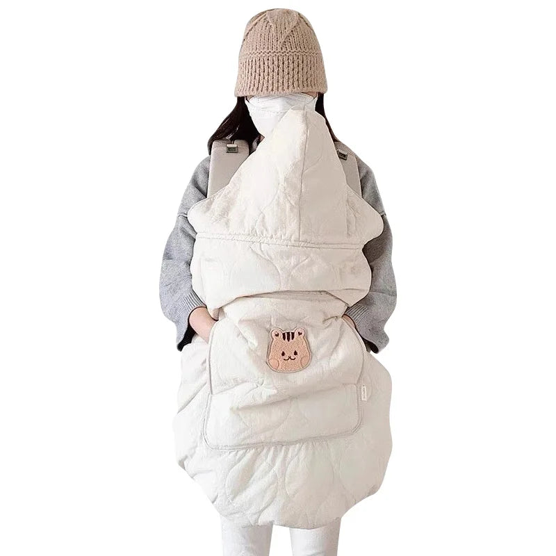 Cape À Capuche Bébé Poussette – Coton Cartoon, 80x85cm, Hiver, 0-1 An