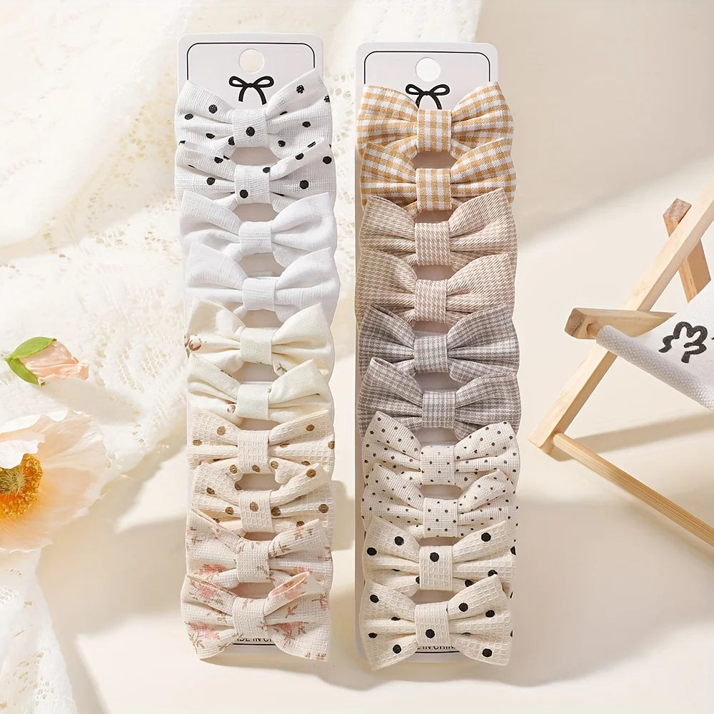 Lot de 20 Mini Barrettes Noeuds Marguerite Fait Main – Tissu Imprimé, Pince Métal