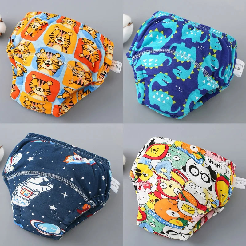 Lot de 4 Culottes Apprentissage Propreté Réutilisables – 100% Coton, 4 Couches, 1-3 Ans