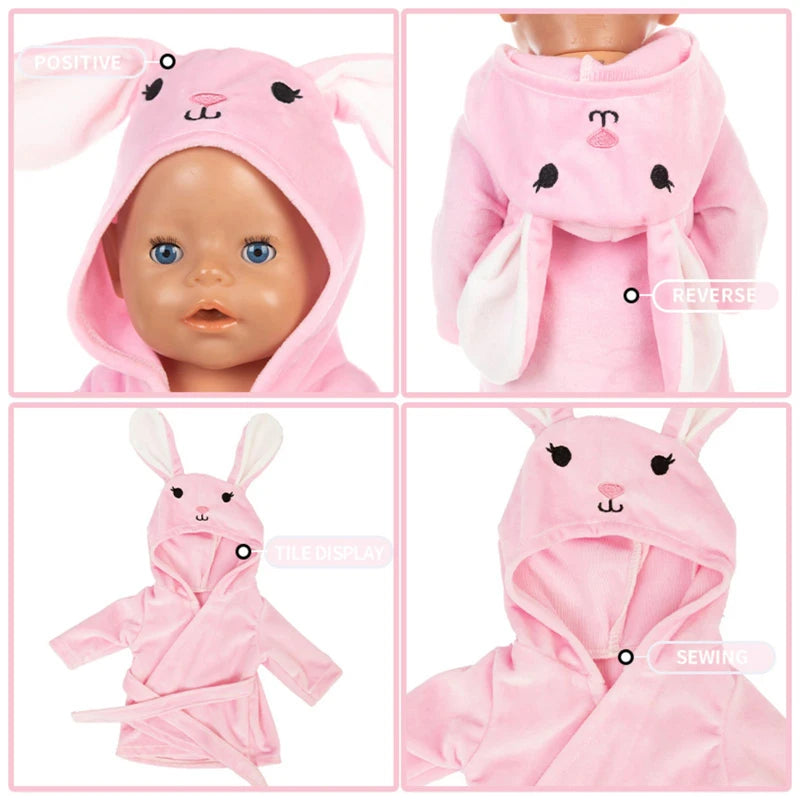 Doll Clothes Bathrobe Set Pajamas For 18Inch/45Cm American Doll Girls New Reborn Baby Doll Accessories Sleep Wear Birthday Gifts