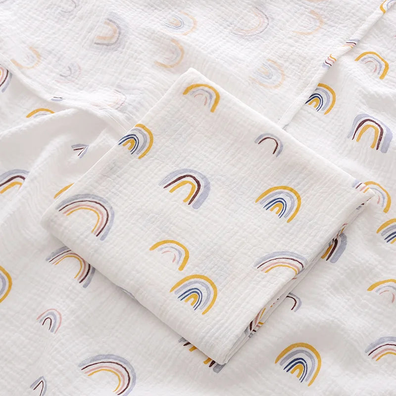 Lange Emmaillotage Coton Mousseline Bébé – 100x100cm, Motifs Cartoon, Unisexe