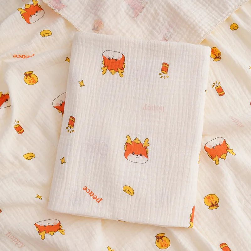 Lange Emmaillotage Coton Mousseline Bébé – 80x80cm, Motifs Cartoon, 0-2,5 Ans