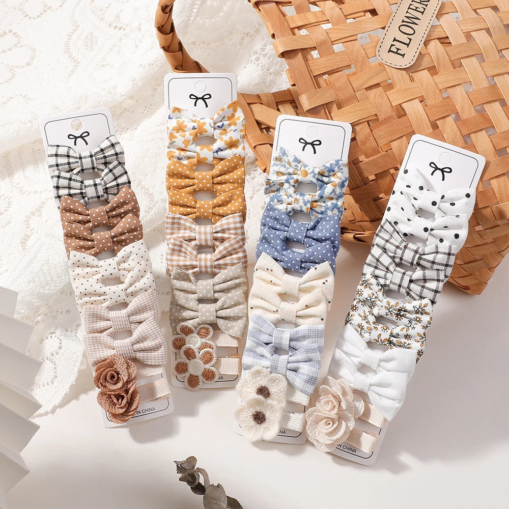 Lot de 20 Mini Barrettes Noeuds Marguerite Fait Main – Tissu Imprimé, Pince Métal