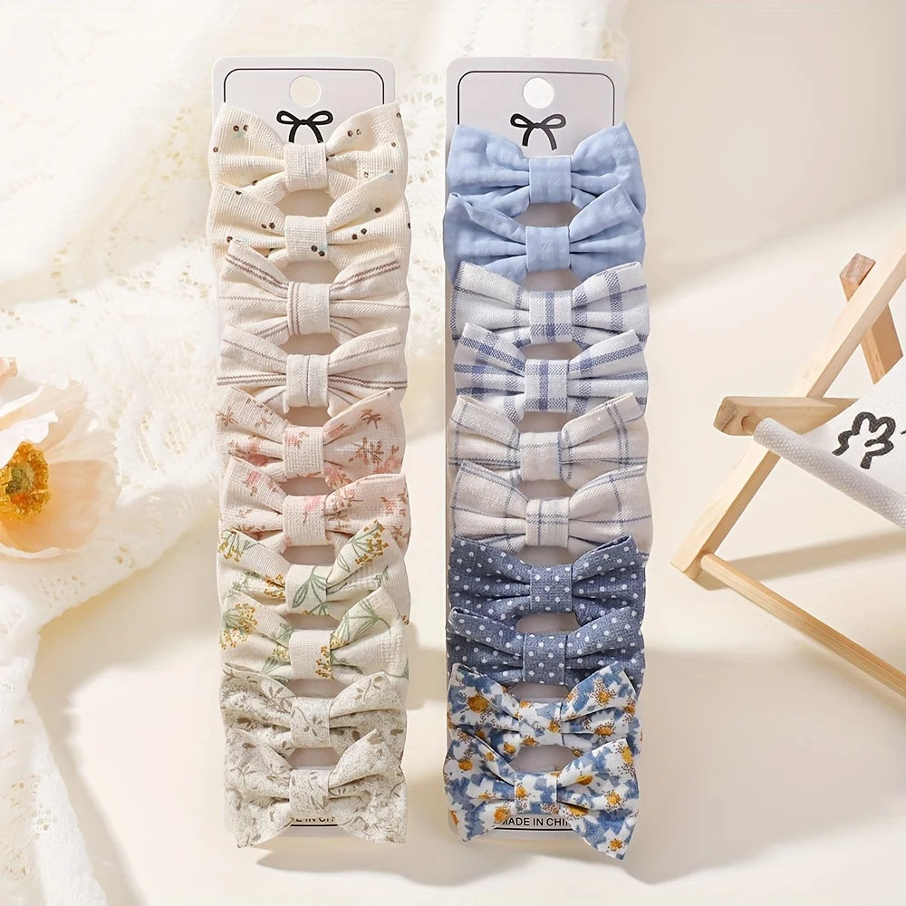 Lot de 20 Mini Barrettes Noeuds Marguerite Fait Main – Tissu Imprimé, Pince Métal