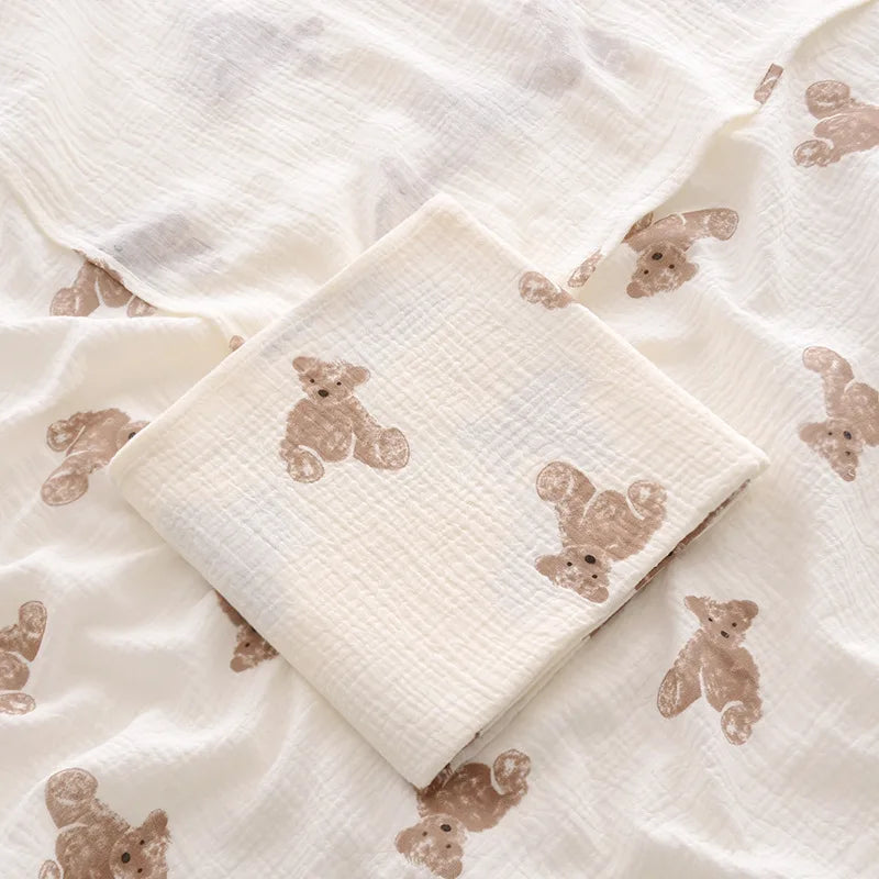 Lange Emmaillotage Coton Mousseline Bébé – 100x100cm, Motifs Cartoon, Unisexe