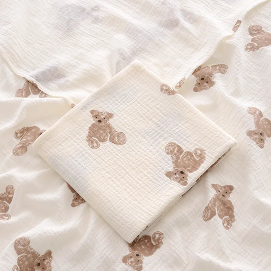 Large couverture d'emmaillotage en mousseline de coton pour bébé – 100x100cm, motifs de dessins animés, unisexe