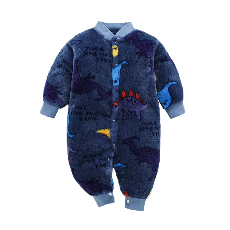 Combinaison Flanelle Douce Bébé – Polyester, Boutons Pression, 3 Tailles 0-9 Mois