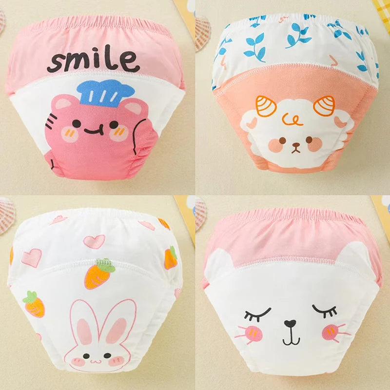 Lot de 4 Culottes Apprentissage Propreté Réutilisables – 100% Coton, 4 Couches, 1-3 Ans