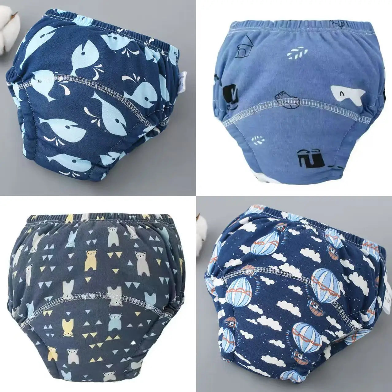 Lot de 4 Culottes Apprentissage Propreté Réutilisables – 100% Coton, 4 Couches, 1-3 Ans