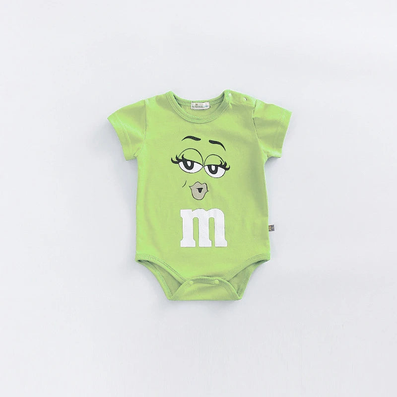 Body Manches Courtes Été Bébé – Coton & Polyester, Couleur Unie, Unisexe