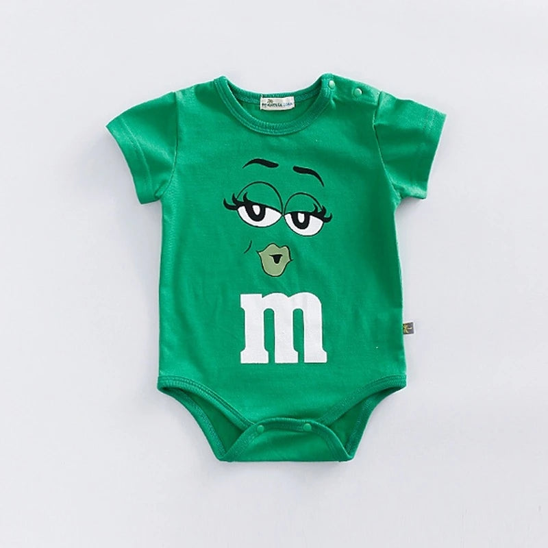 Body Manches Courtes Été Bébé – Coton & Polyester, Couleur Unie, Unisexe