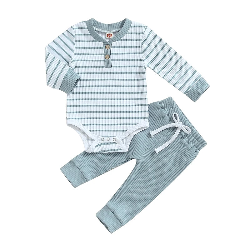 Ensemble 2 Pièces Body Manches Longues + Pantalon Bébé – 93% Coton, 0-24 Mois