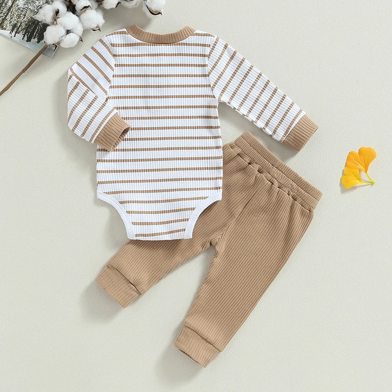 Ensemble 2 Pièces Body Manches Longues + Pantalon Bébé – 93% Coton, 0-24 Mois