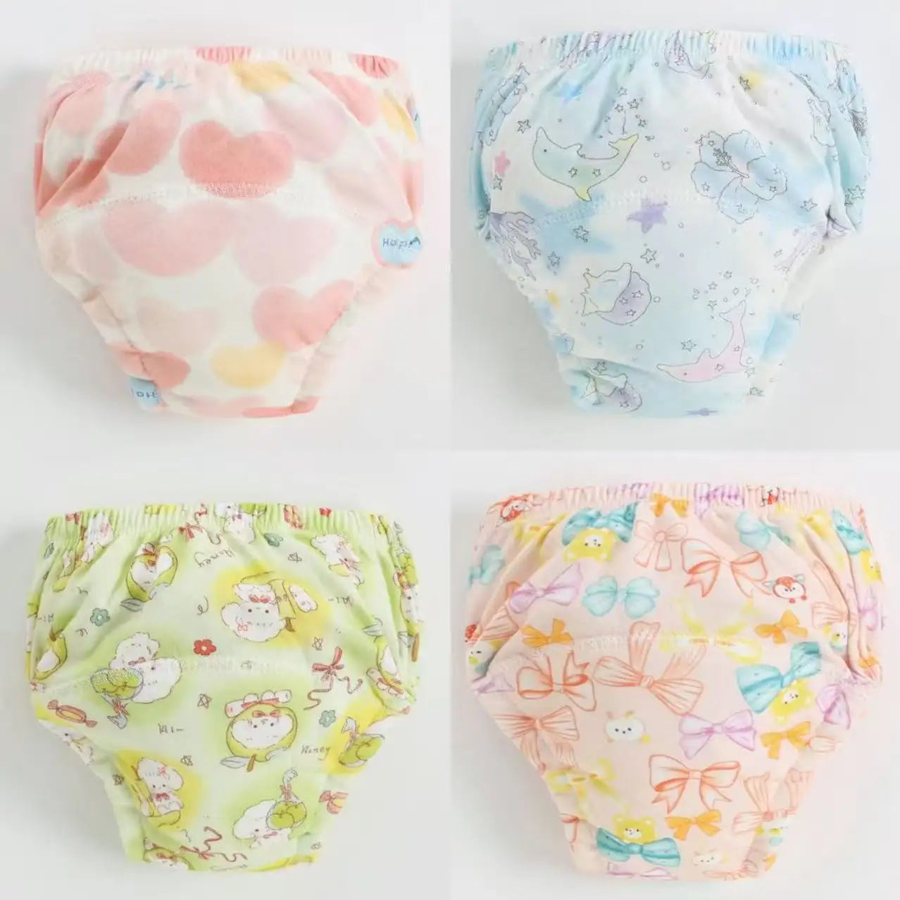 Lot de 4 Culottes Apprentissage Propreté Réutilisables – 100% Coton, 4 Couches, 1-3 Ans