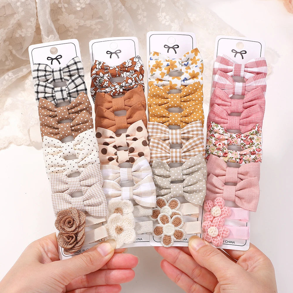 Lot de 20 Mini Barrettes Noeuds Marguerite Fait Main – Tissu Imprimé, Pince Métal