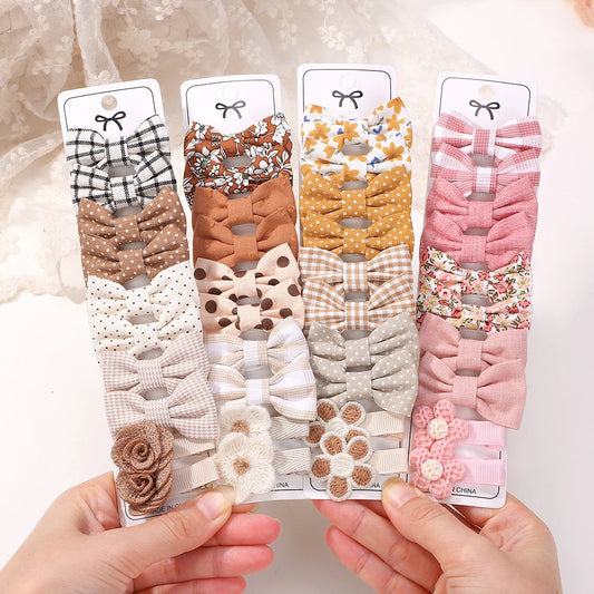 Lot de 20 Mini Barrettes Noeuds Marguerite Fait Main – Tissu Imprimé, Pince Métal