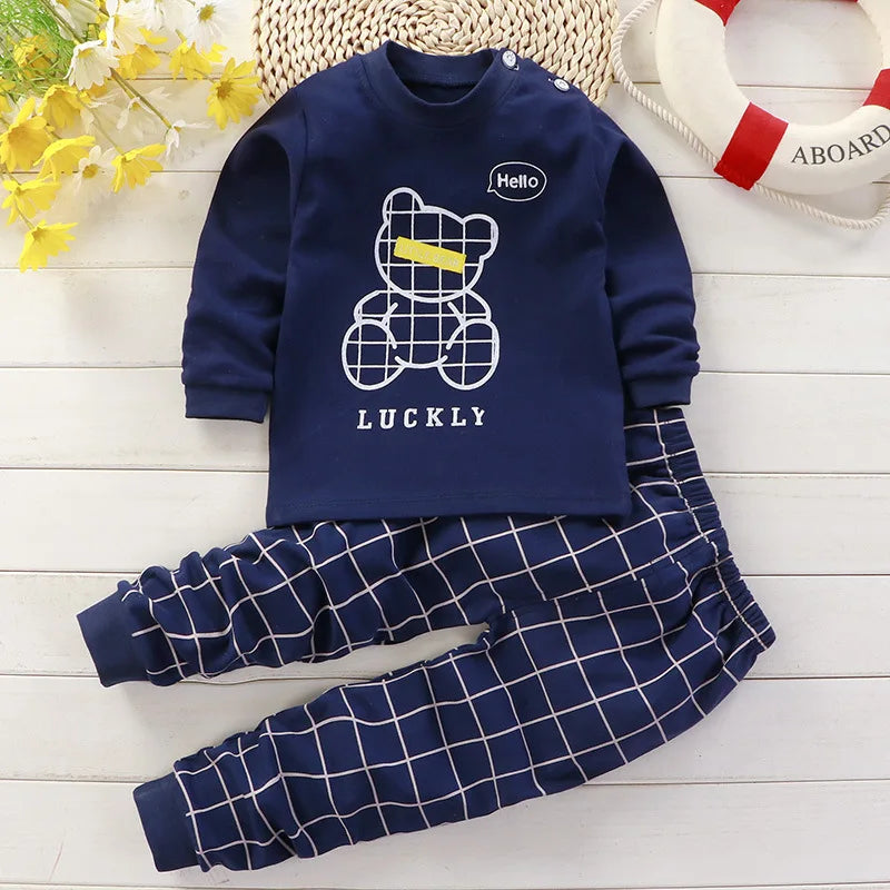 Ensemble Pyjama Coton Cartoon Fille Bébé – 2 Pièces, 5 Tailles 6M-5 Ans