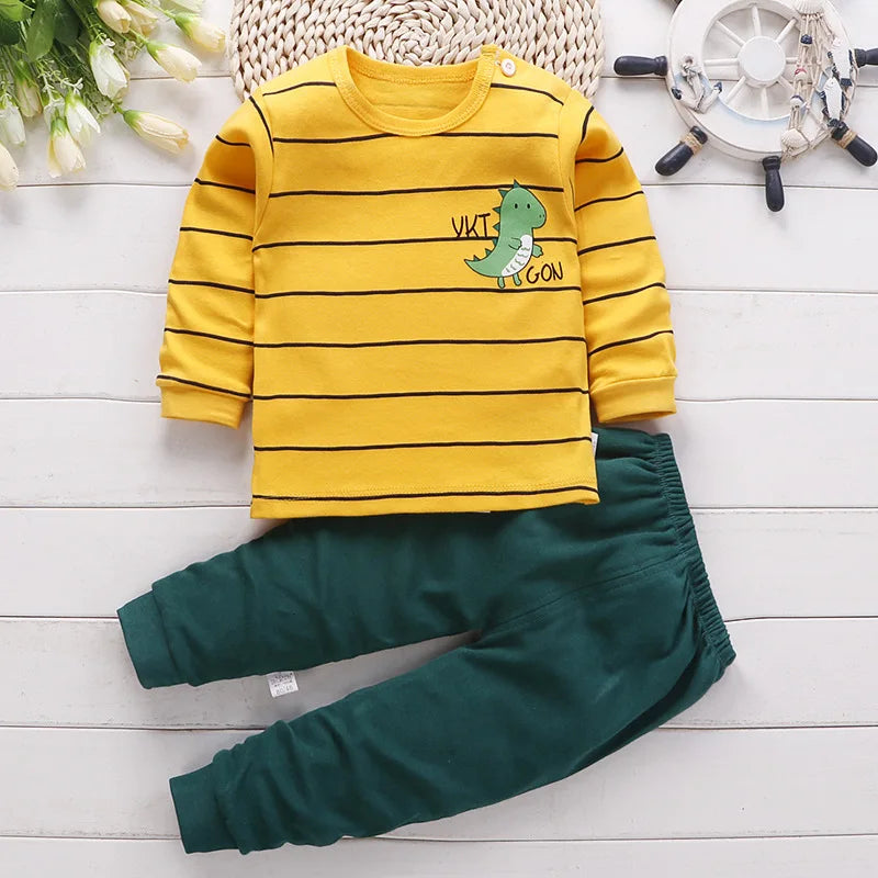 Ensemble Pyjama Coton Cartoon Fille Bébé – 2 Pièces, 5 Tailles 6M-5 Ans