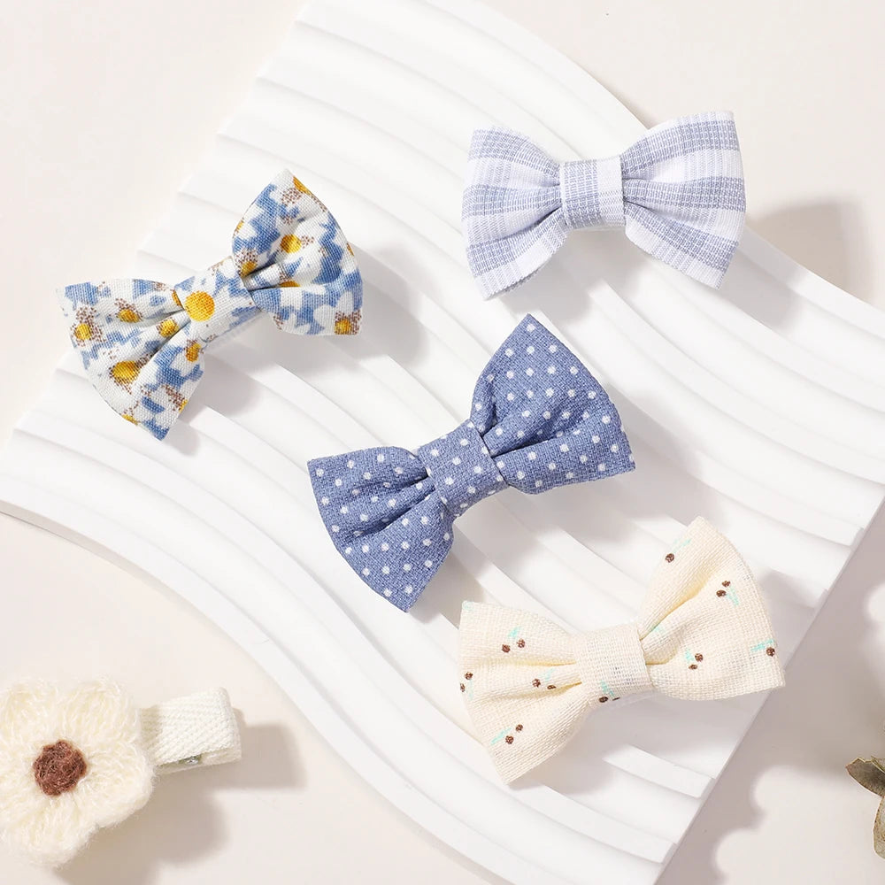 Lot de 20 Mini Barrettes Noeuds Marguerite Fait Main – Tissu Imprimé, Pince Métal