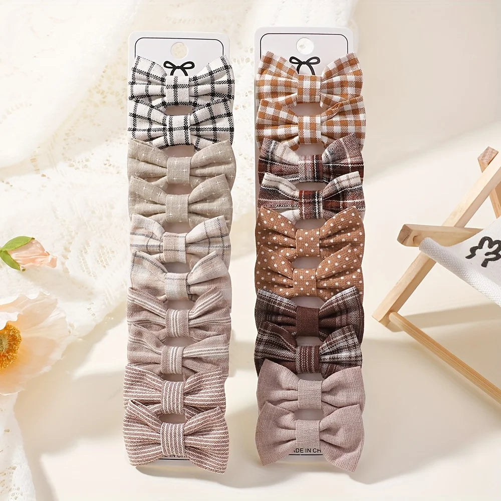 Lot de 20 Mini Barrettes Noeuds Marguerite Fait Main – Tissu Imprimé, Pince Métal