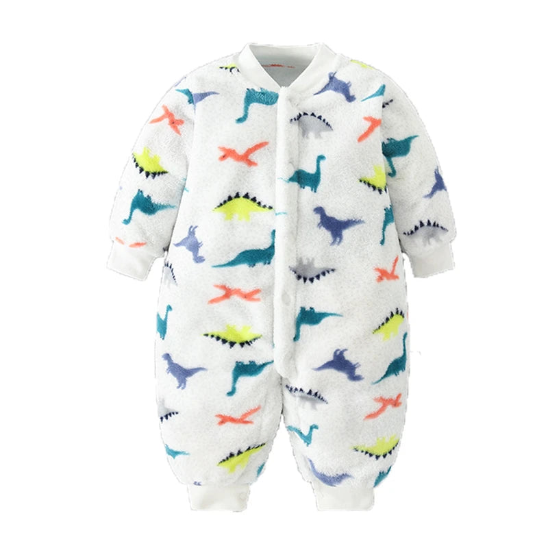Combinaison Flanelle Douce Bébé – Polyester, Boutons Pression, 3 Tailles 0-9 Mois