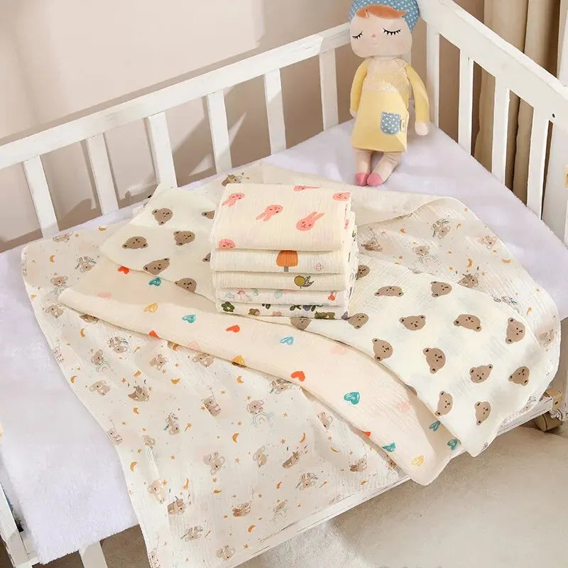 Lange Emmaillotage Coton Mousseline Bébé – 80x80cm, Motifs Cartoon, 0-2,5 Ans