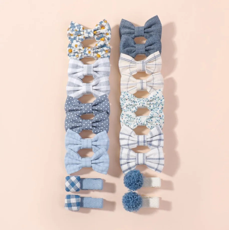 Lot de 20 Mini Barrettes Noeuds Marguerite Fait Main – Tissu Imprimé, Pince Métal