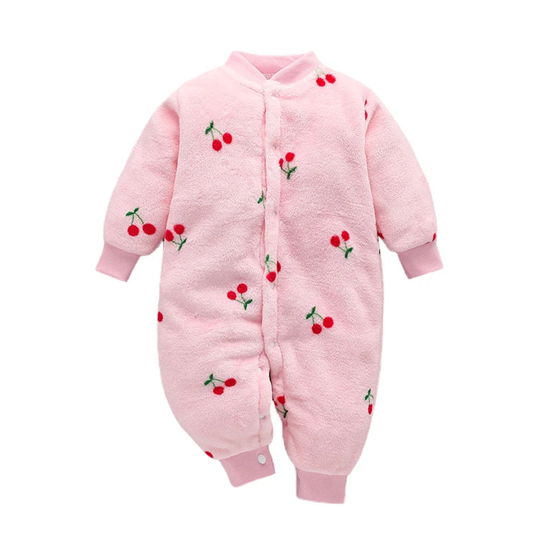 Combinaison Flanelle Douce Bébé – Polyester, Boutons Pression, 3 Tailles 0-9 Mois