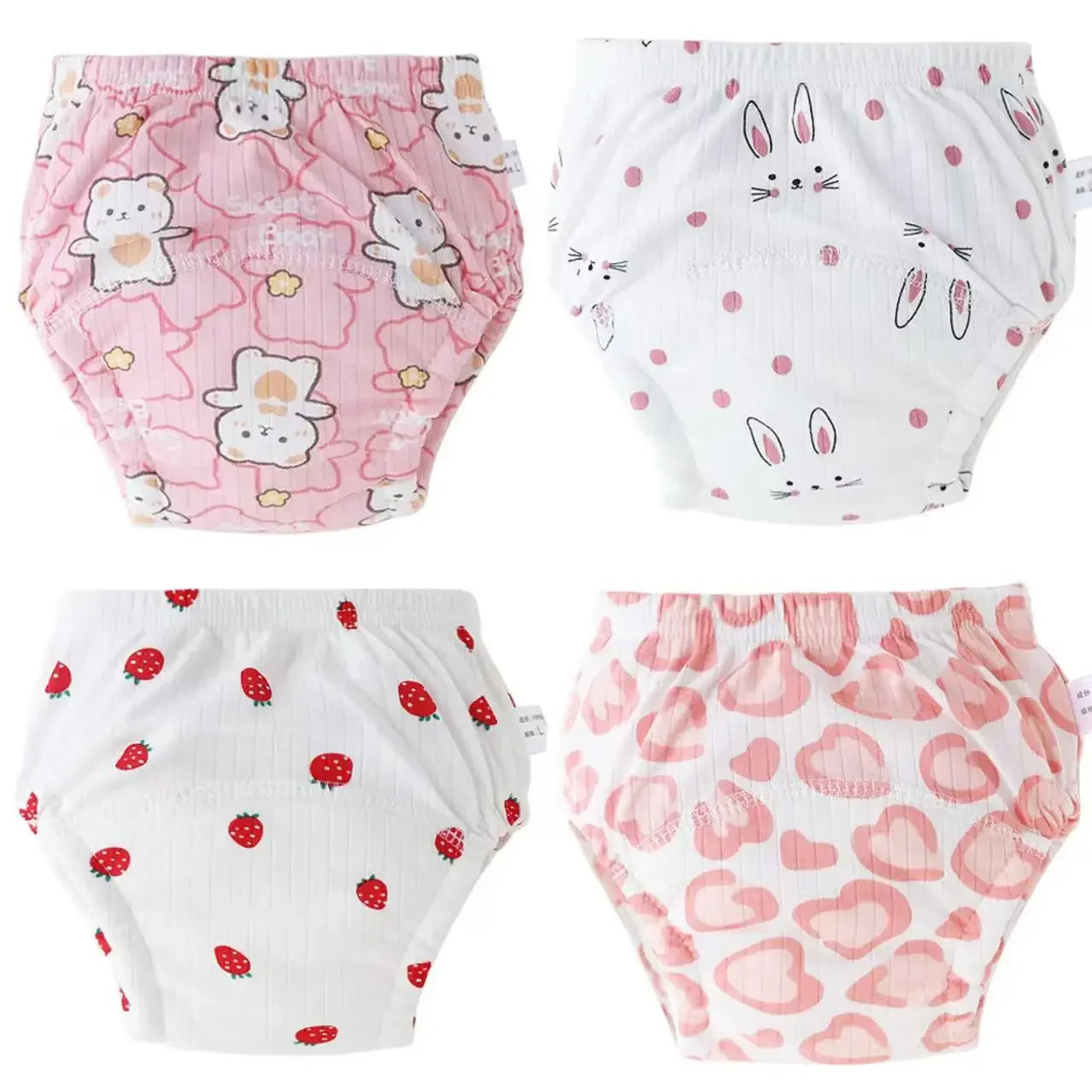 Lot de 4 Culottes Apprentissage Propreté Réutilisables – 100% Coton, 4 Couches, 1-3 Ans
