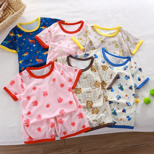 Ensembles de pyjamas pour bébés, pyjamas pour enfants, pyjamas à manches courtes pour tout-petings, vêtements de nuit pour bébés, pyjamas pour enfants, vêtements d'intérieur de dessin animé