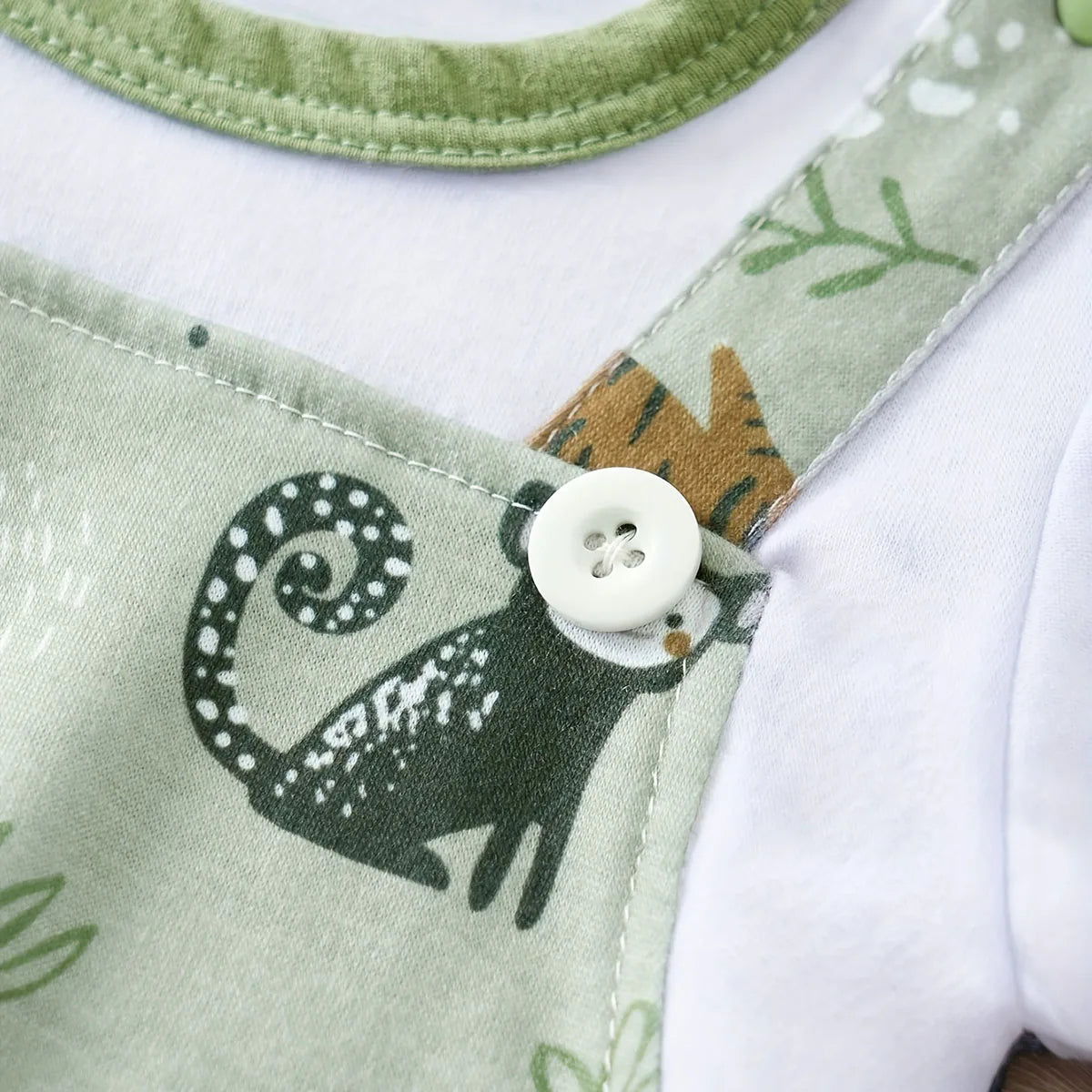 Body Animaux Zoo Manches Courtes Garçon Bébé – 97% Polyester, 5 Tailles 0-18 Mois