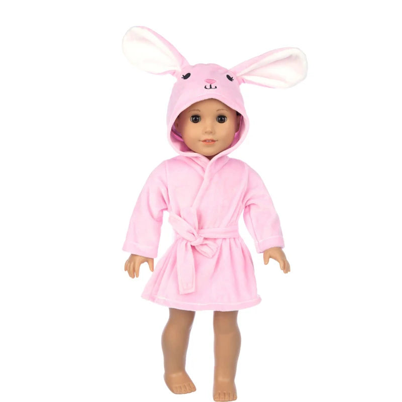 Doll Clothes Bathrobe Set Pajamas For 18Inch/45Cm American Doll Girls New Reborn Baby Doll Accessories Sleep Wear Birthday Gifts
